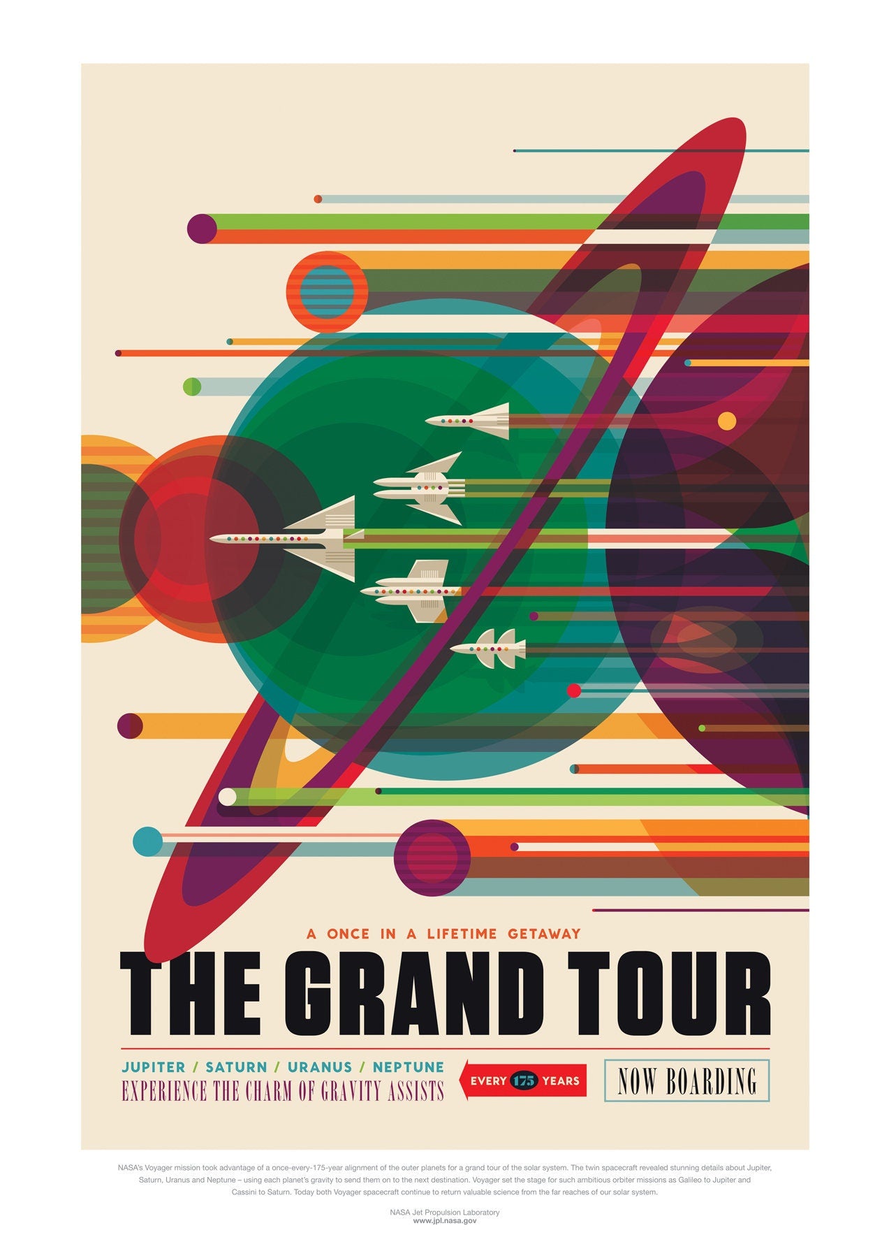 Space Travel - NASA Retro Tourism Advert - Set of 2 Prints - The Grand Tour, Mars