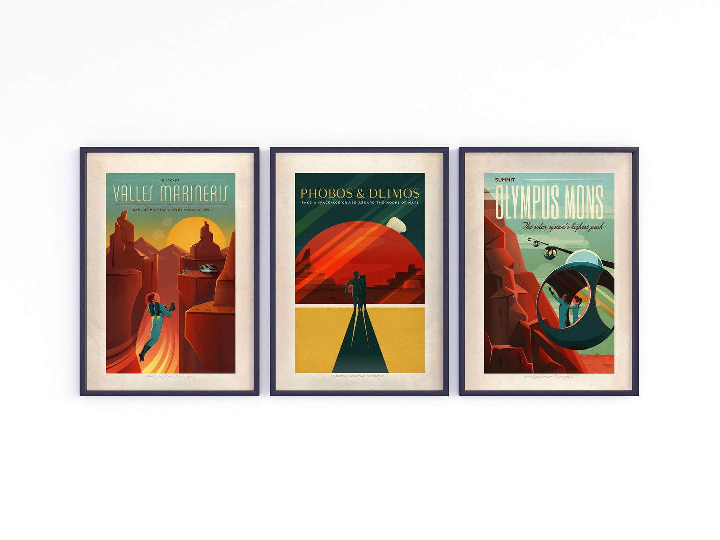 Space Travel - Mars Retro Tourism Advert - Set of 3 Prints